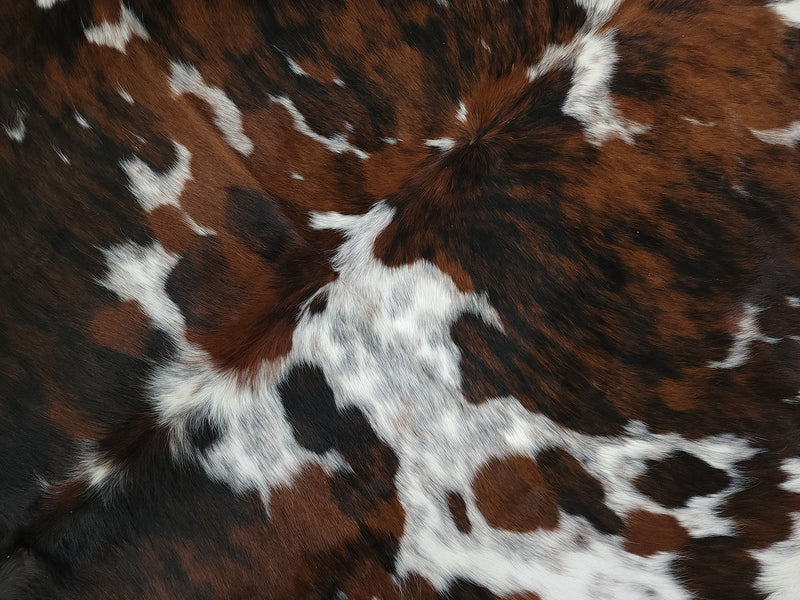 Premium Tricolor Cowhide Rug Size 6.5 X 7.5 ft