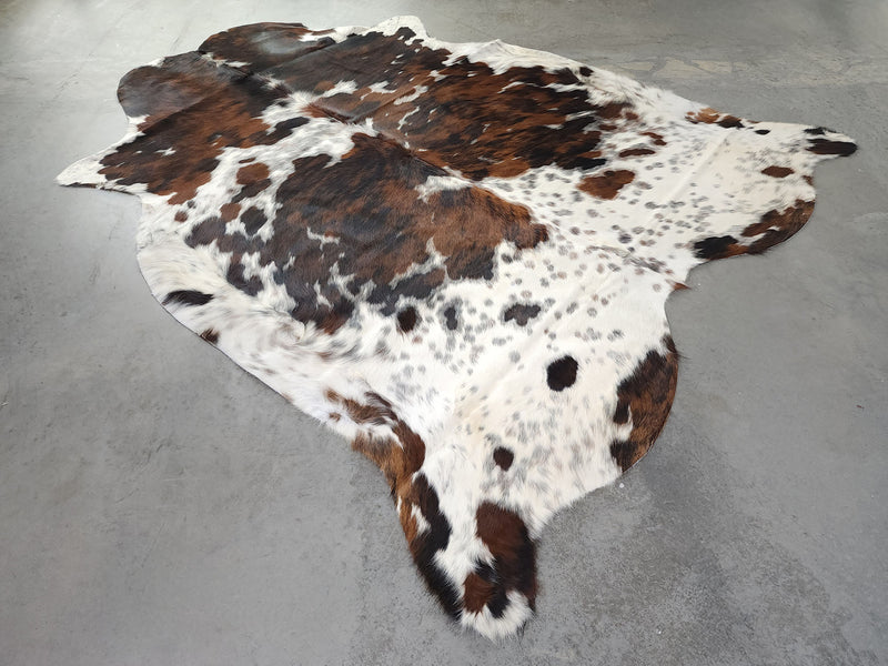 Premium Tricolor Cowhide Rug Size 6.5 X 7.5 ft