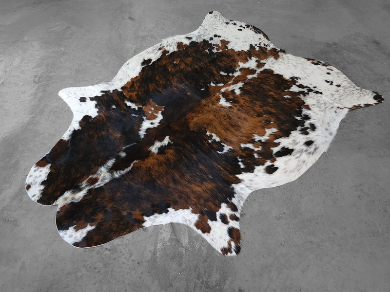 Premium Tricolor Cowhide Rug Size 5.9 X 7.5 ft