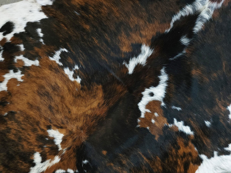 Premium Tricolor Cowhide Rug Size 5.9 X 7.5 ft