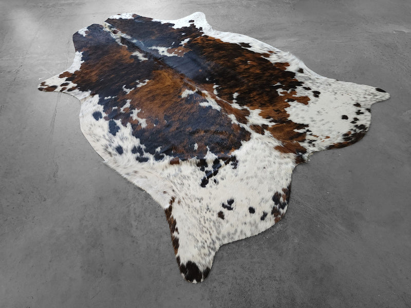 Premium Tricolor Cowhide Rug Size 5.9 X 7.5 ft