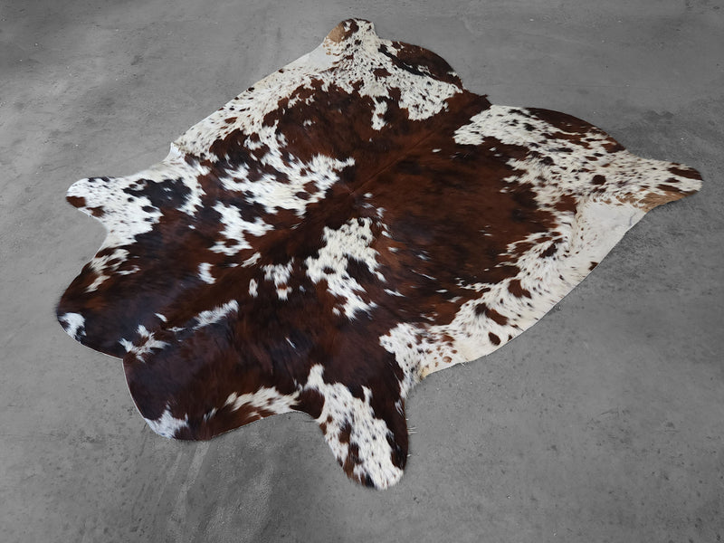 Premium Tricolor Cowhide Rug Size 6.2 X 6.8 ft