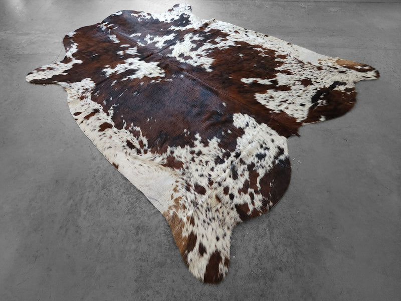 Premium Tricolor Cowhide Rug Size 6.2 X 6.8 ft