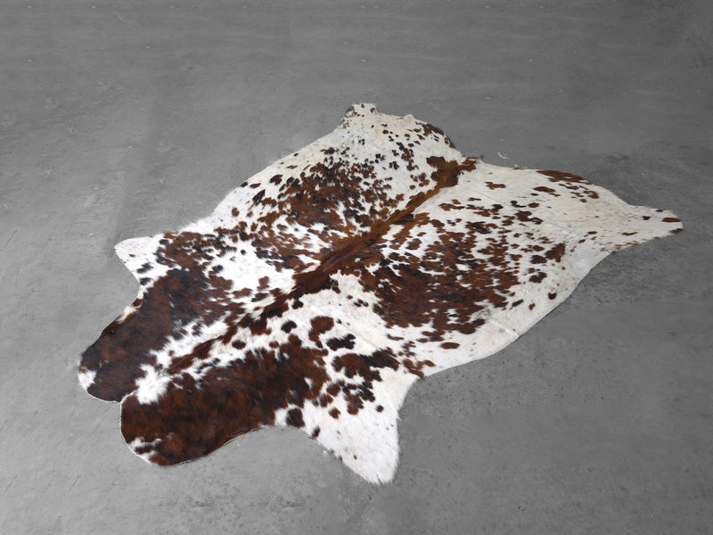 Premium Tricolor Cowhide Rug Size 6.4 X 7.4 ft