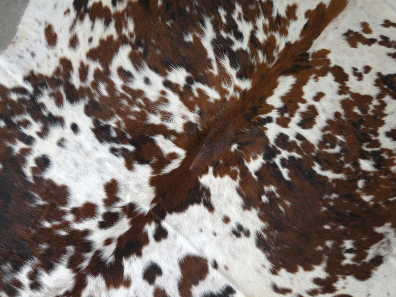 Premium Tricolor Cowhide Rug Size 6.4 X 7.4 ft