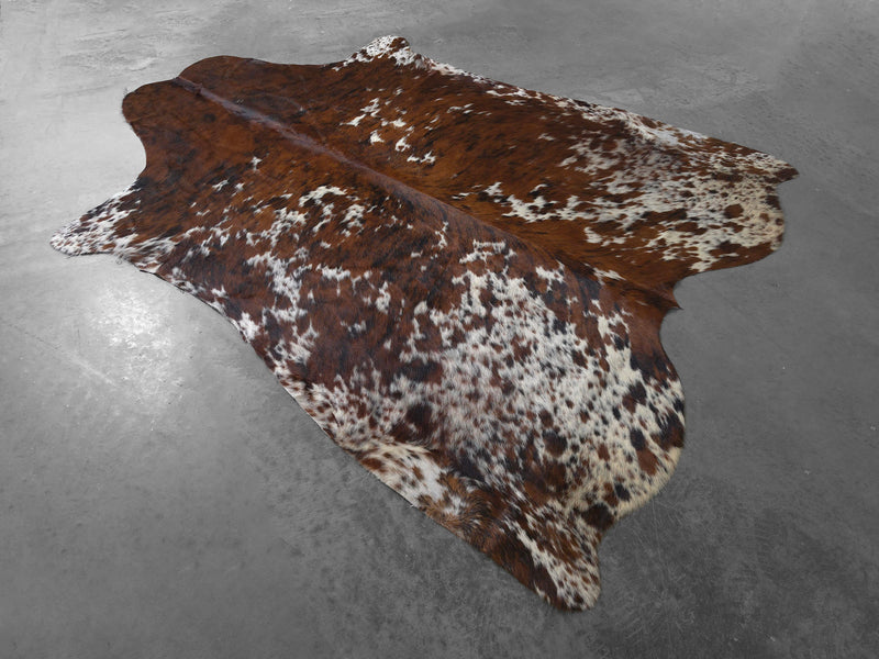 Premium Tricolor Cowhide Rug Size 5.7 X 6.10 ft