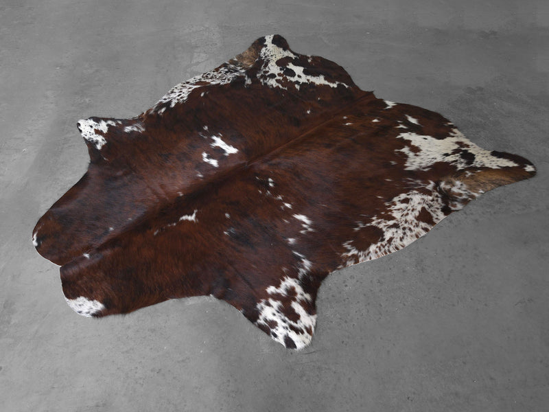 Premium Tricolor Cowhide Rug Size 6.5 X 6.9 ft