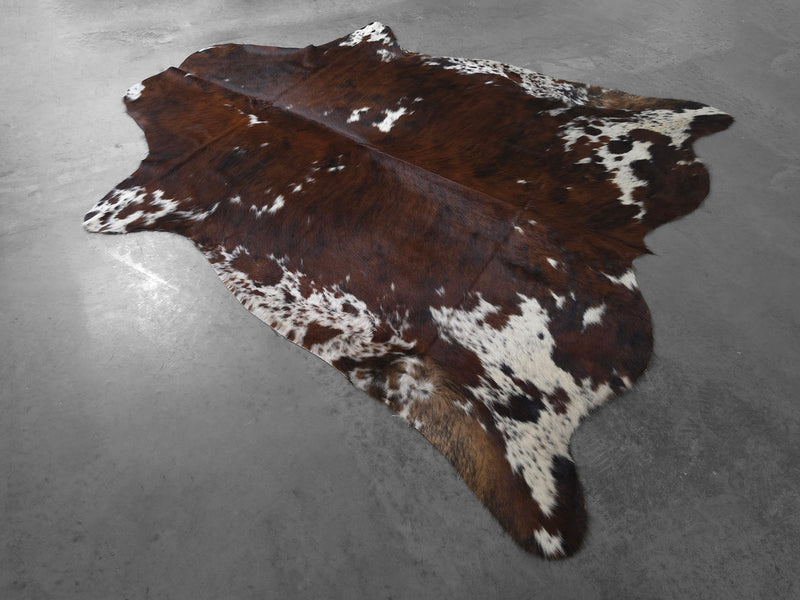 Premium Tricolor Cowhide Rug Size 6.5 X 6.9 ft