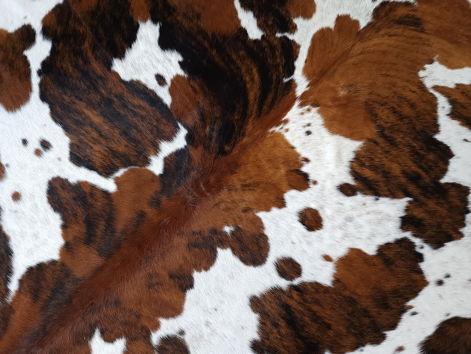 Premium Tricolor Cowhide Rug Size 7.0 X 7.3 ft