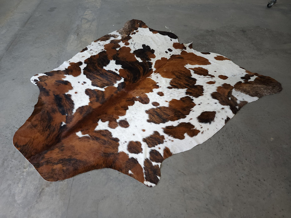 Premium Tricolor Cowhide Rug Size 7.0 X 7.3 ft