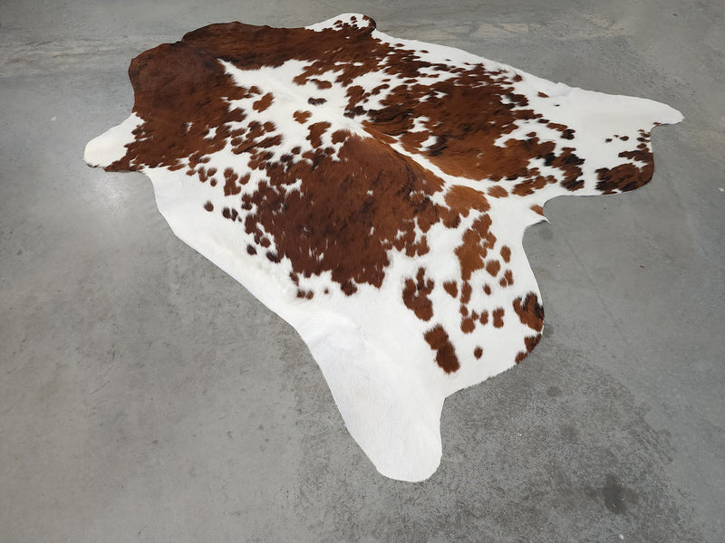 Premium Tricolor Cowhide Rug Size 6.4 X 6.11 ft