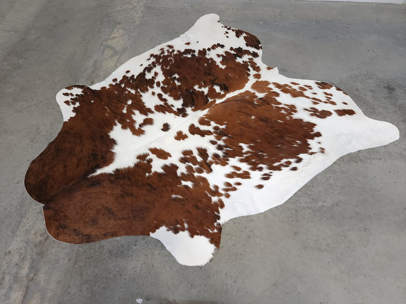 Premium Tricolor Cowhide Rug Size 6.4 X 6.11 ft