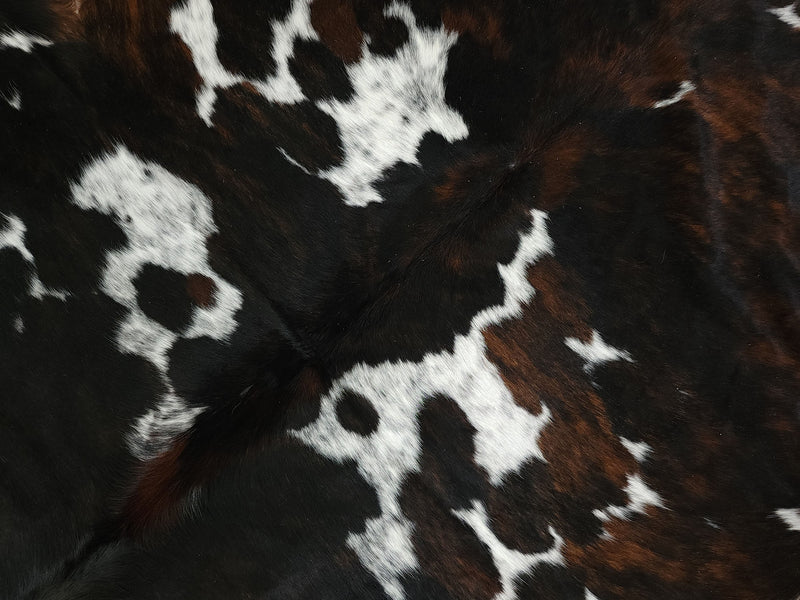 Premium Tricolor Cowhide Rug Size 5.9 X 6.7 ft
