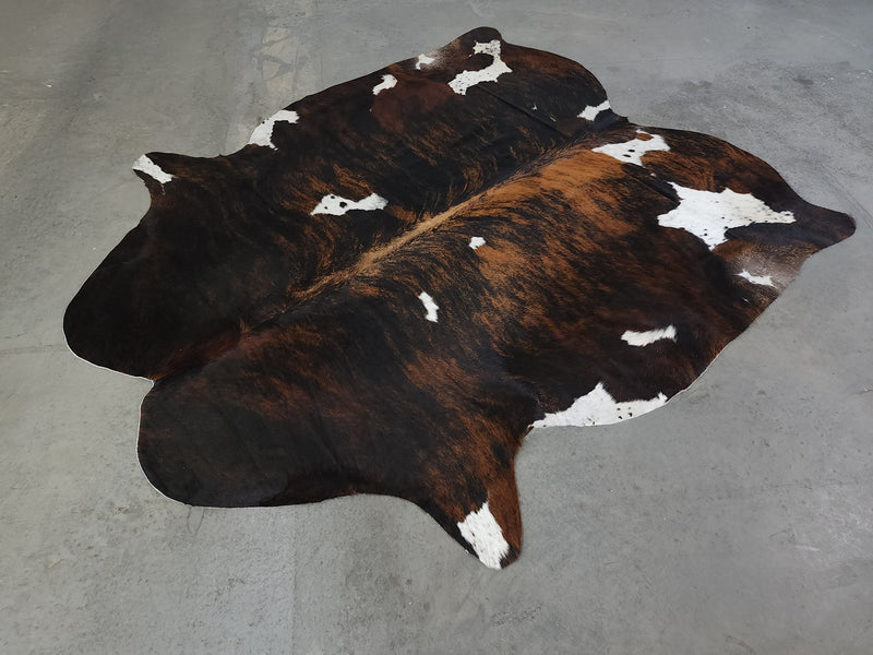 Premium Tricolor Cowhide Rug Size 5.8 X 7.1 ft