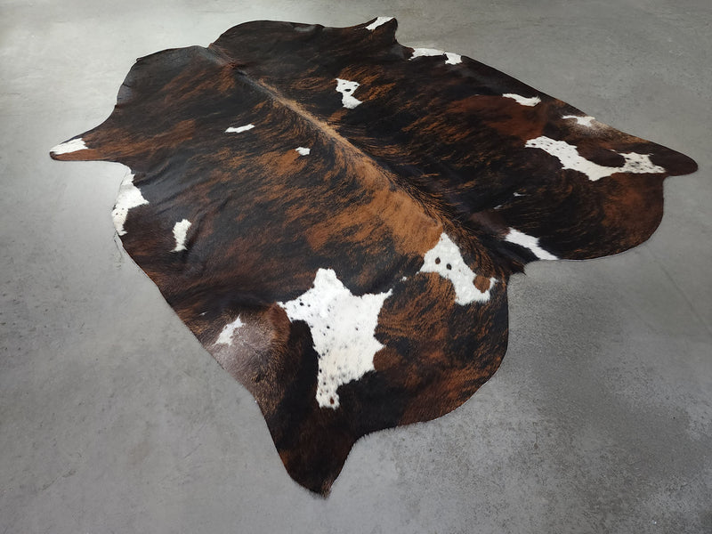 Premium Tricolor Cowhide Rug Size 5.8 X 7.1 ft