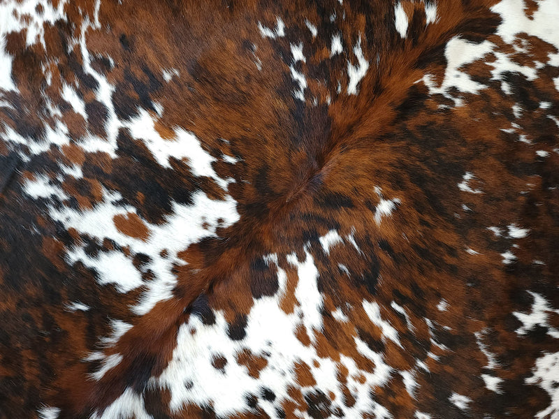 Premium Tricolor Cowhide Rug Size 6.3 X 7.7 ft