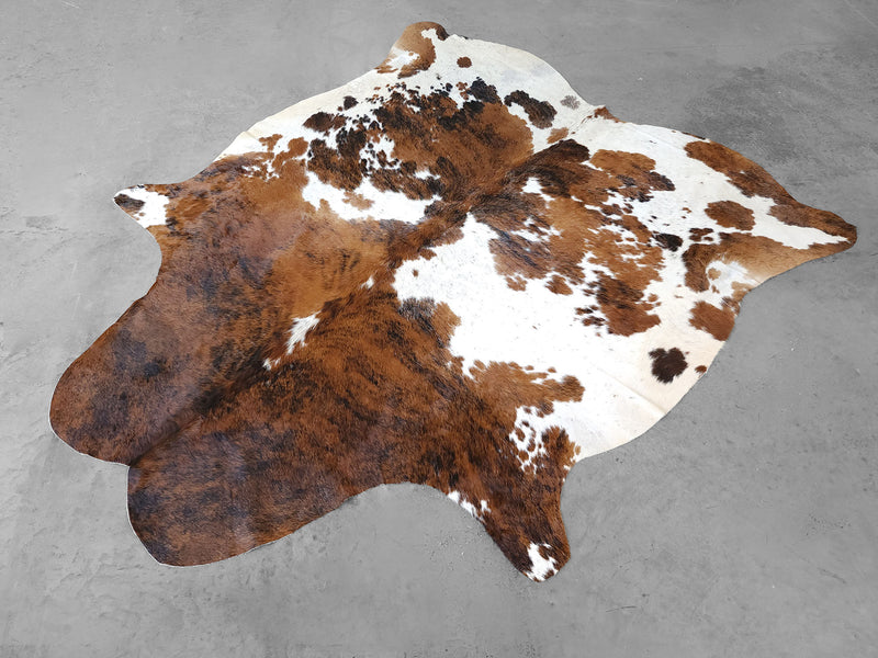 Premium Tricolor Cowhide Rug Size 6.5 X 7.3 ft