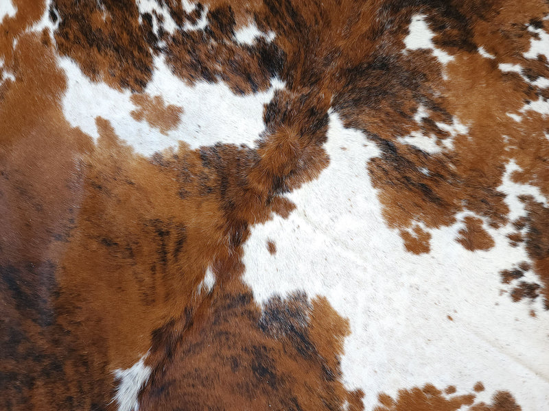 Premium Tricolor Cowhide Rug Size 6.5 X 7.3 ft