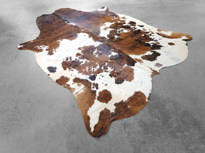 Premium Tricolor Cowhide Rug Size 6.5 X 7.3 ft