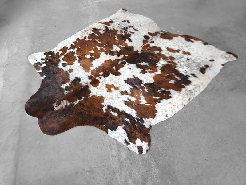 Premium Tricolor Cowhide Rug Size 6.2 X 7.0 ft