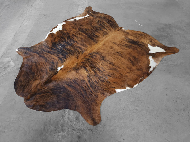 Premium Tricolor Cowhide Rug Size 6.7 X 7.0 ft
