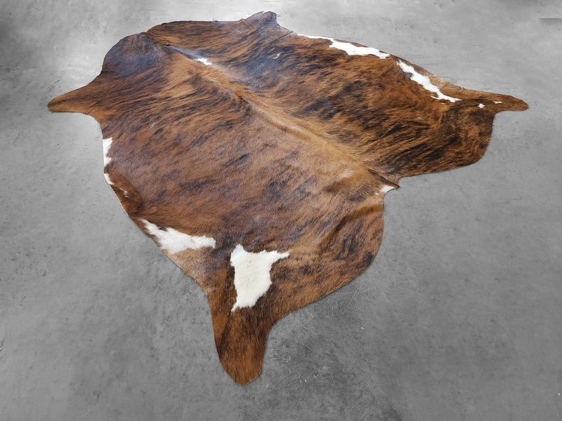 Premium Tricolor Cowhide Rug Size 6.7 X 7.0 ft