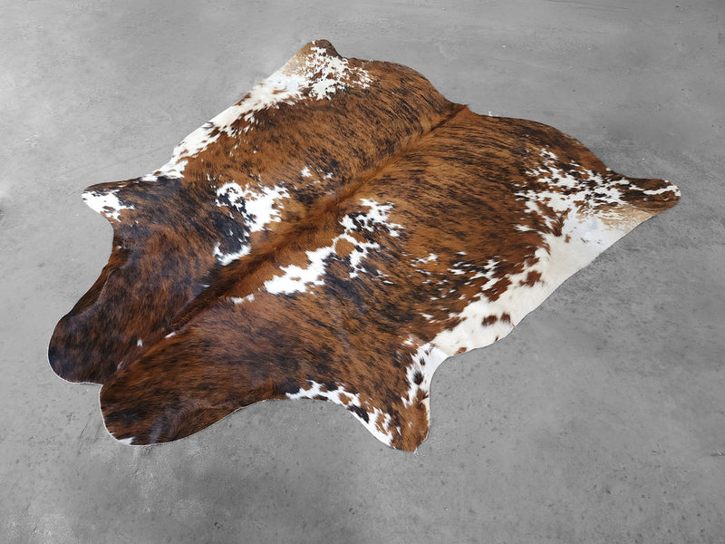 Premium Tricolor Cowhide Rug Size 6.6 X 6.8 ft