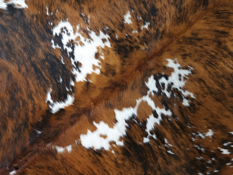 Premium Tricolor Cowhide Rug Size 6.6 X 6.8 ft