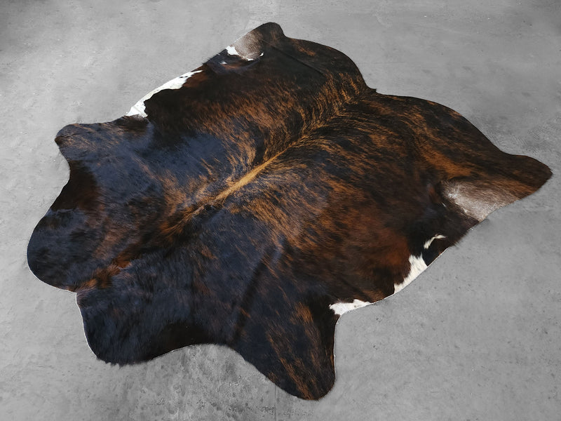 Premium Tricolor Cowhide Rug Size 6.7 X 7.0 ft