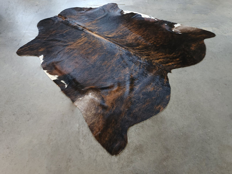 Premium Tricolor Cowhide Rug Size 6.7 X 7.0 ft