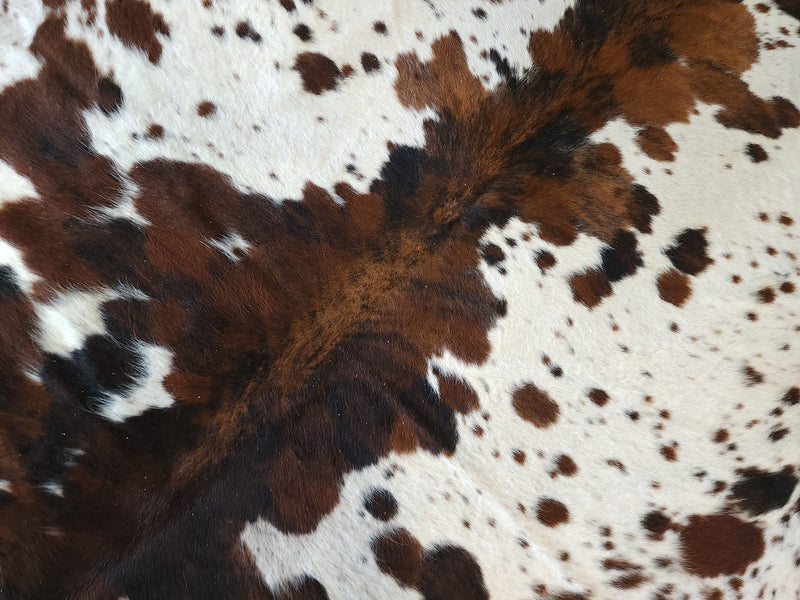 Premium Tricolor Cowhide Rug Size 6.6 X 7.0 ft
