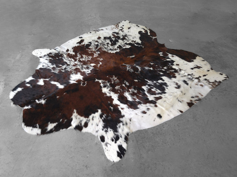 Premium Tricolor Cowhide Rug Size 6.0 X 7.1 ft