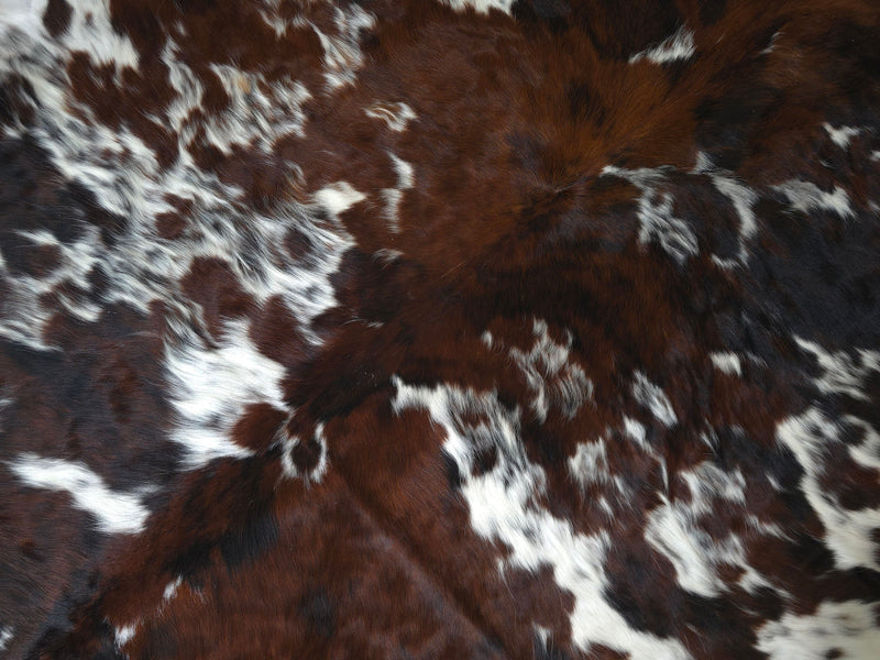 Premium Tricolor Cowhide Rug Size 6.0 X 7.1 ft