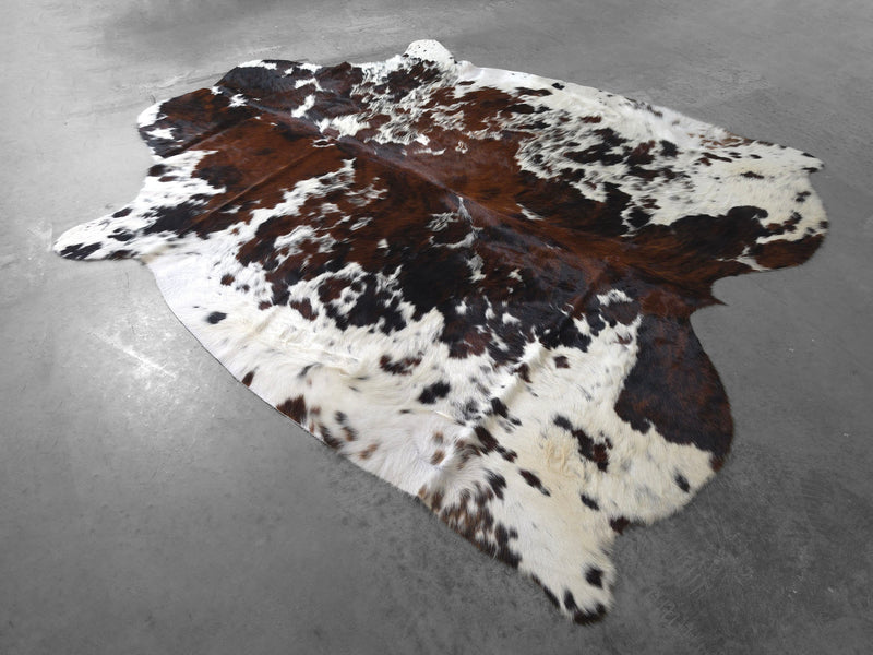 Premium Tricolor Cowhide Rug Size 6.0 X 7.1 ft