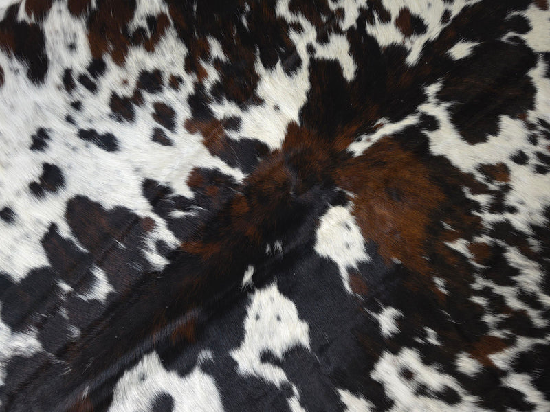 Premium Tricolor Cowhide Rug Size 5.7 X 7.2 ft