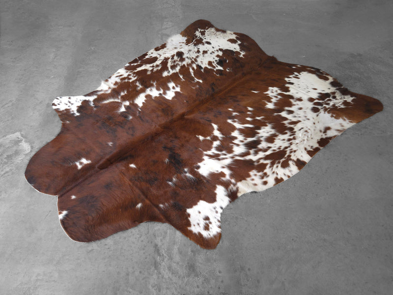 Premium Tricolor Cowhide Rug Size 6.2 X 7.2 ft