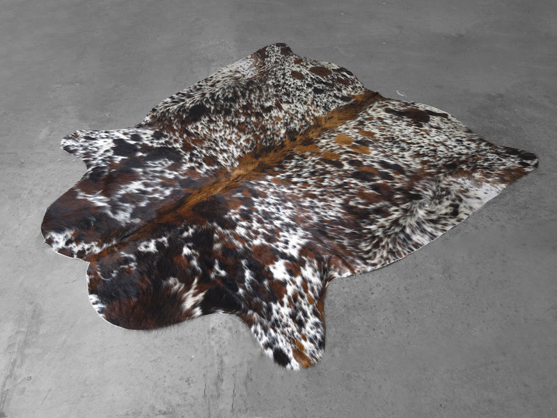 Premium Tricolor Cowhide Rug Size 6.5 X 6.10 ft