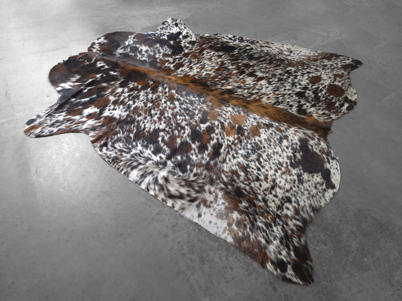 Premium Tricolor Cowhide Rug Size 6.5 X 6.10 ft