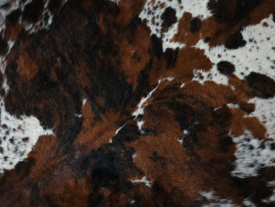 Premium Tricolor Cowhide Rug Size 6.9 FT x 7.9 FT