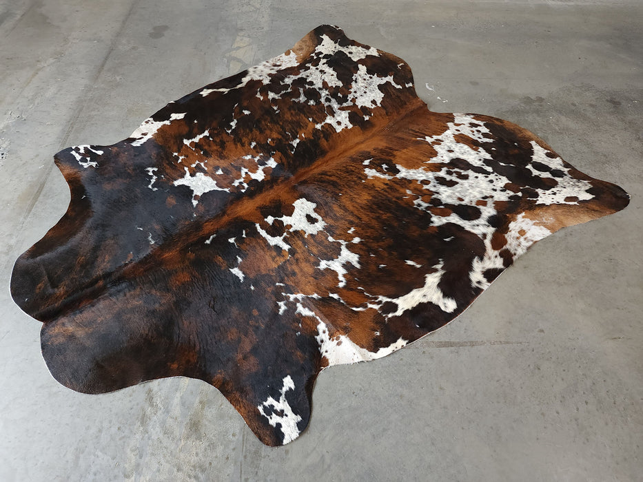 Premium Tricolor Cowhide Rug Size 7.0 X 7.8 ft