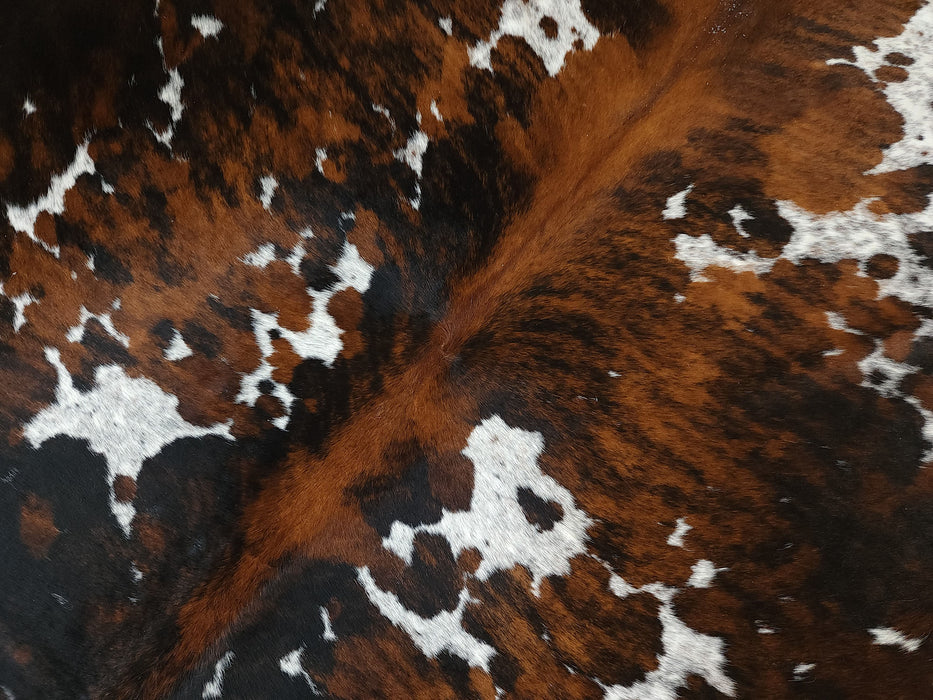 Premium Tricolor Cowhide Rug Size 7.0 X 7.8 ft