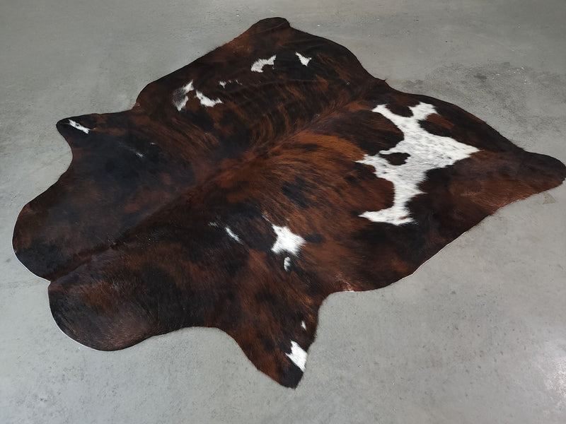 Premium Tricolor Cowhide Rug Size 7.7 X 7.7 ft