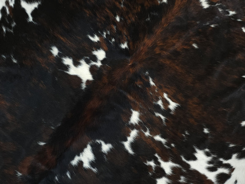 Premium Tricolor Cowhide Rug Size 7.4 X 7.8 ft
