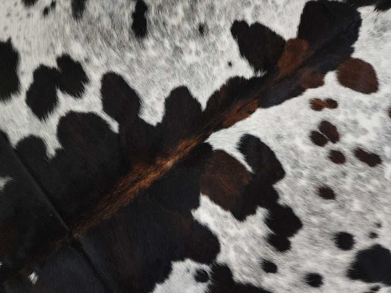 Premium Tricolor Cowhide Rug Size 6.7 X 7.0 ft
