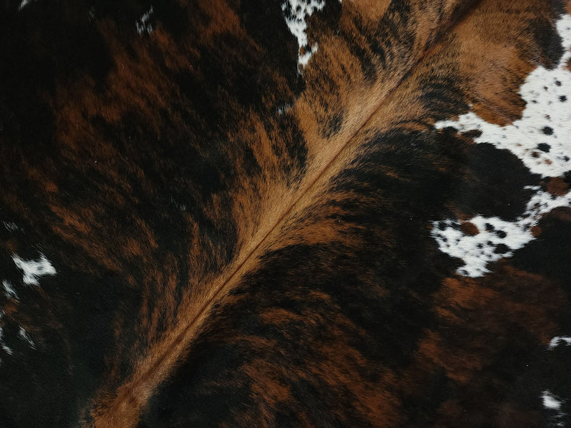 Premium Tricolor Cowhide Rug Size 6.4 X 7.3 ft