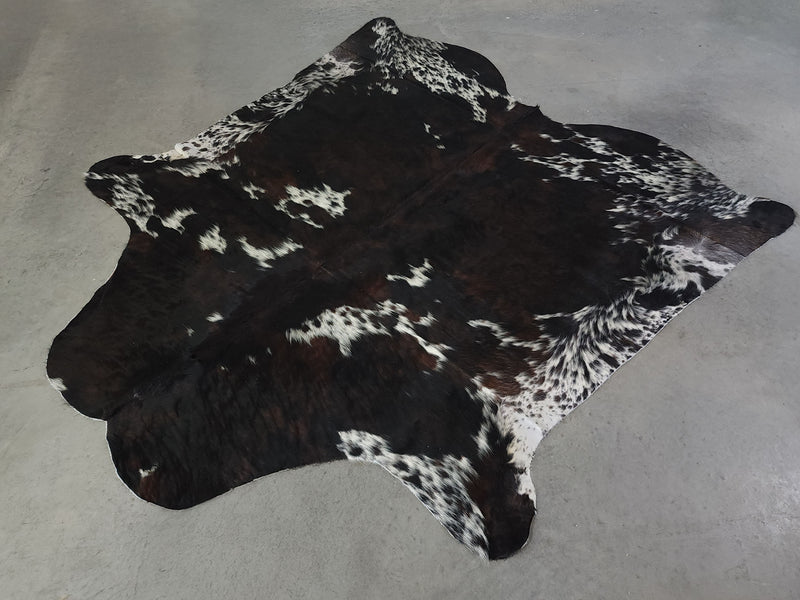 Premium Tricolor Cowhide Rug Size 6.11 X 7.3 ft