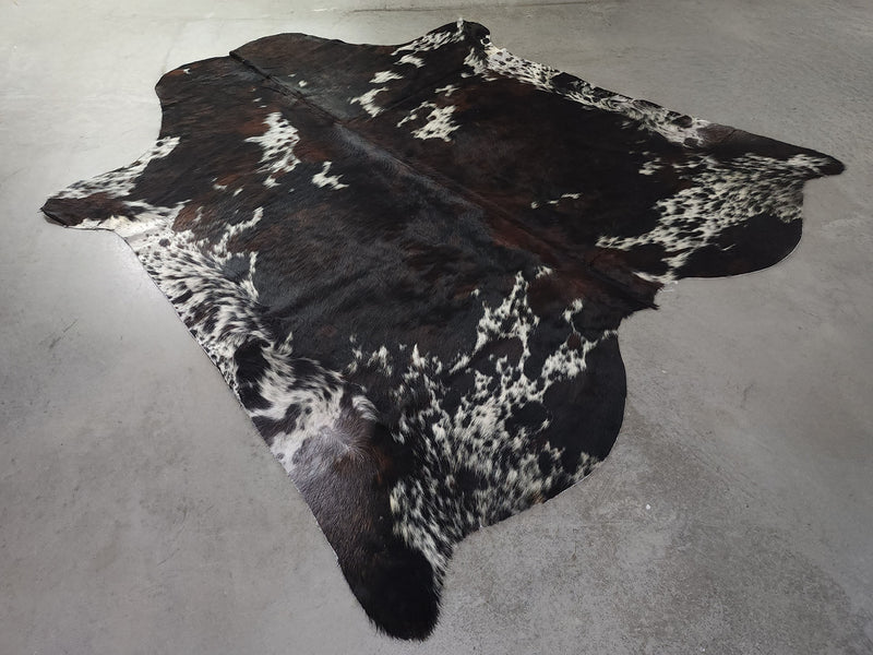 Premium Tricolor Cowhide Rug Size 6.11 X 7.3 ft