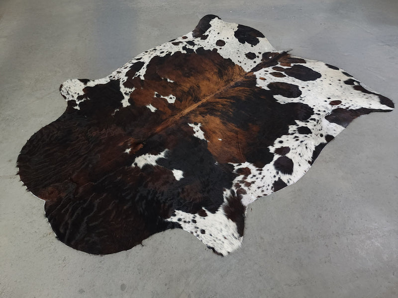 Premium Tricolor Cowhide Rug Size 6.5 X 7.10 ft