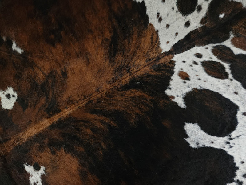 Premium Tricolor Cowhide Rug Size 6.5 X 7.10 ft