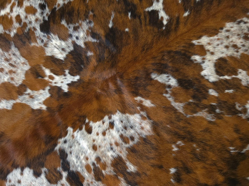 Premium Tricolor Cowhide Rug Size 6.9 X 8.3 ft
